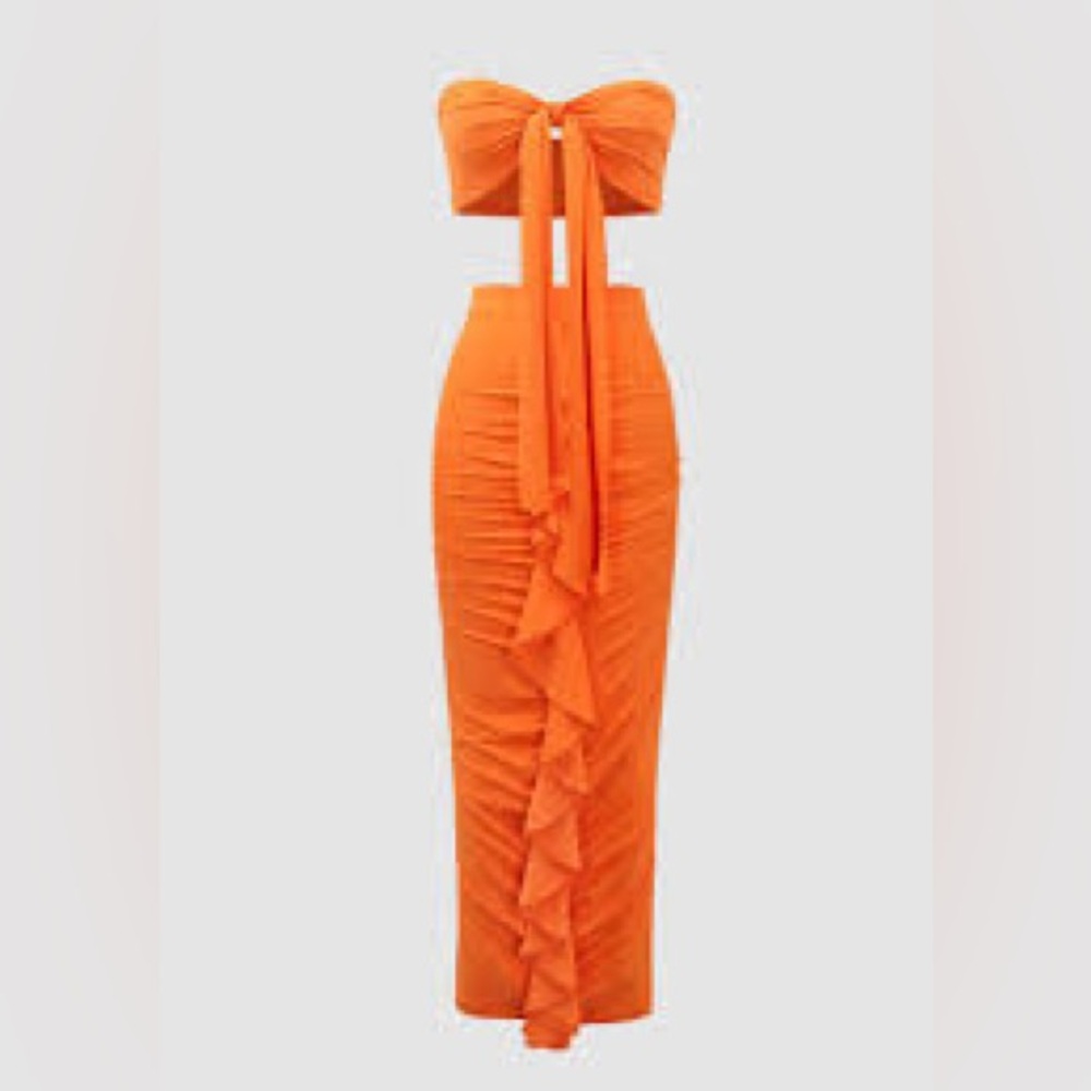 Orange Ruffled Skirt Set - Picture 2 of 7